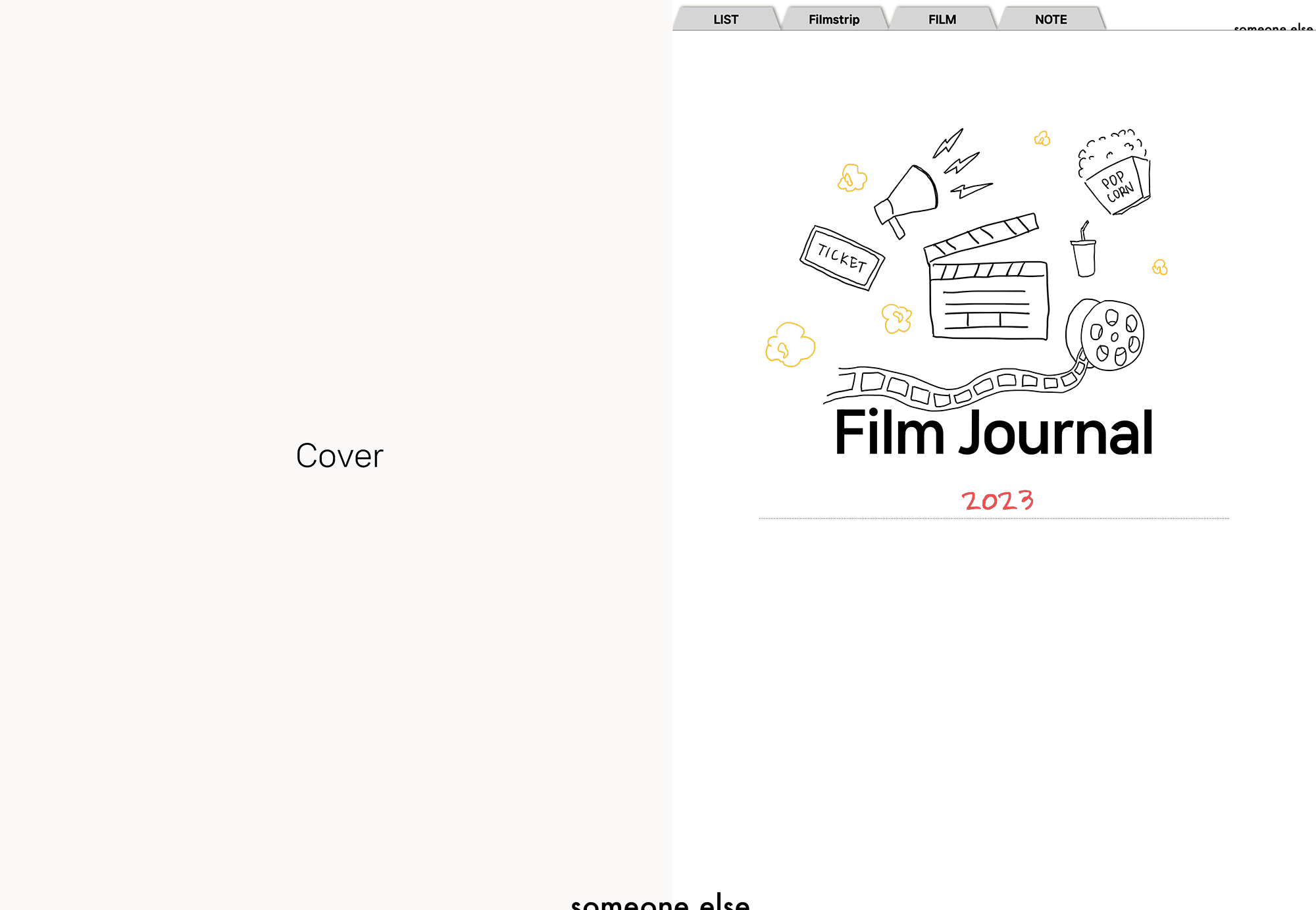 [스크린샷] 썸원 영화일기 굿노트 템플릿 표지
